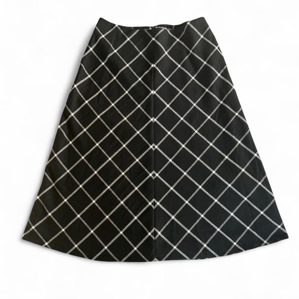 Jessica London black and white plaid wool blend plus size a-line maxi skirt 16W
